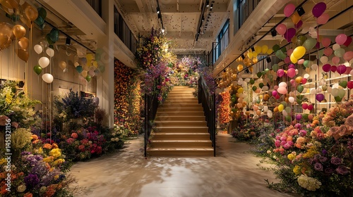 Beautiful floral display with colorful arrangements and decorative elements.