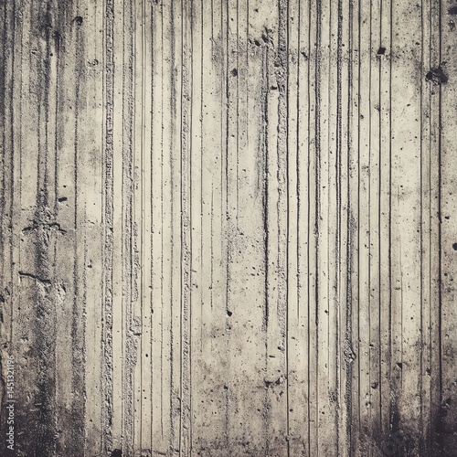 Obraz na płótnie Textured concrete wall with vertical grooves and a weathered appearance. w salonie