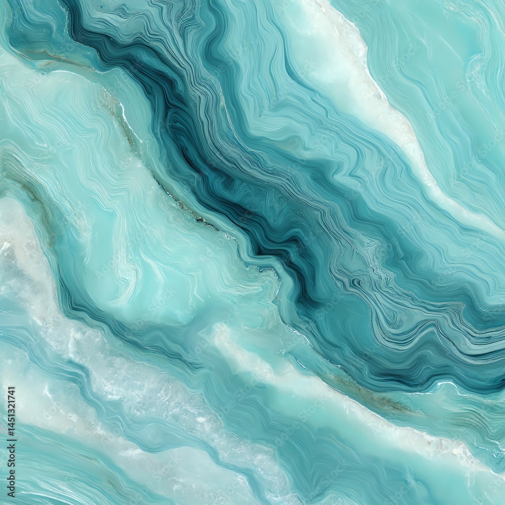 Turquoise and aqua abstract wave pattern on background.