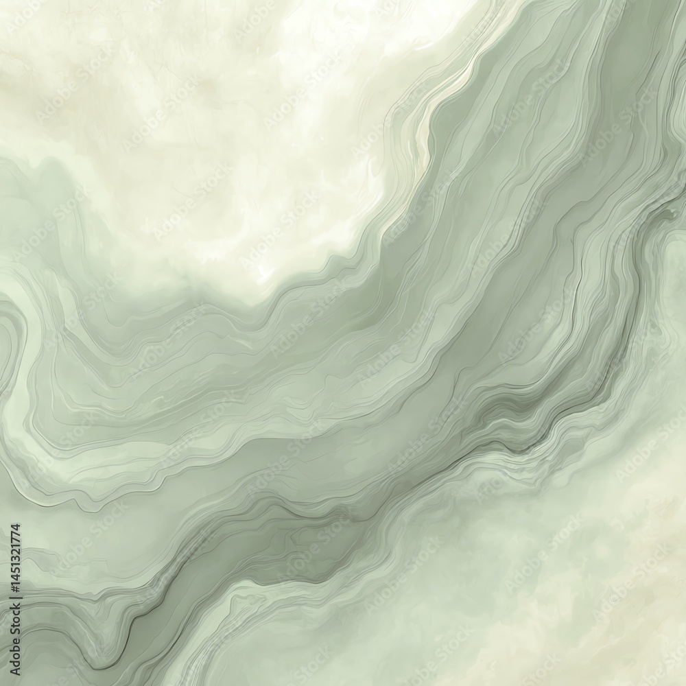Abstract green marble texture with fluid shapes, perfect for backgrounds.