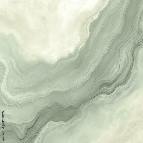 Abstract green marble texture with fluid shapes, perfect for backgrounds.