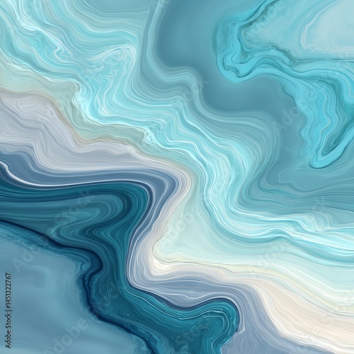 Abstract fluid art design with blue tones, white isolate background.