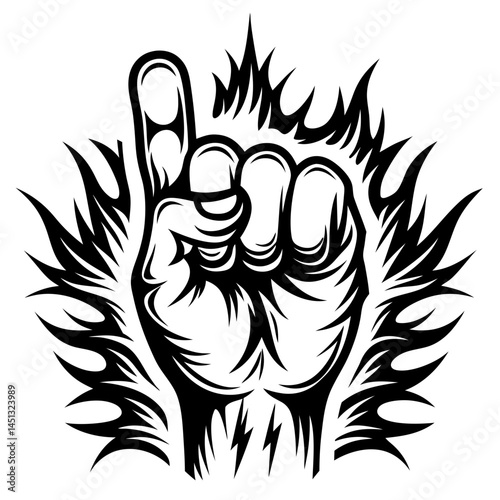 Raised Fist with Index Finger Vector - Power Symbol, Strength Icon