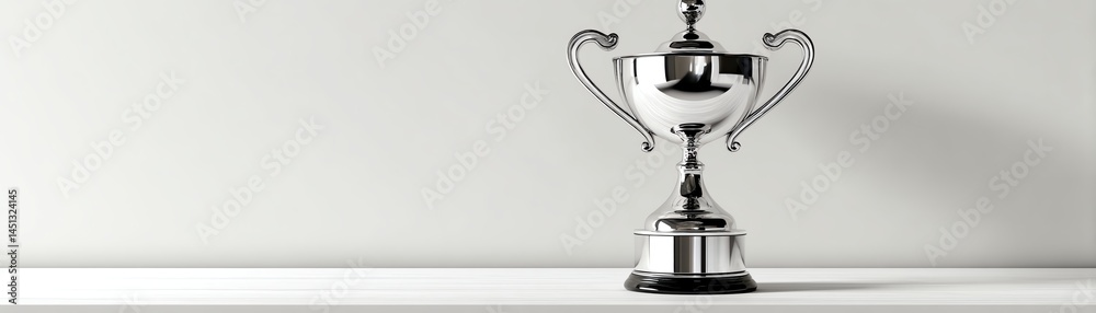 Shiny silver trophy on a simple white background.