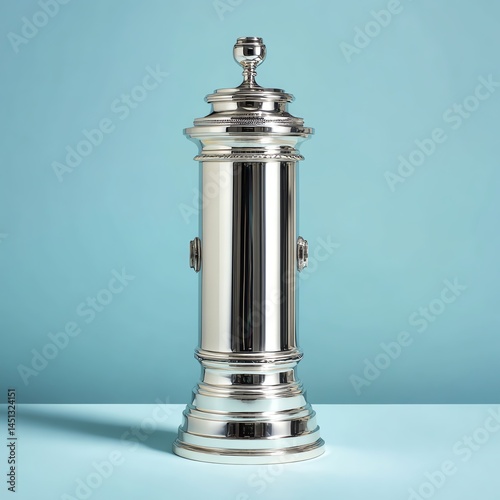 Obraz na płótnie Stylish silver beverage dispenser, isolated on a turquoise background. w salonie