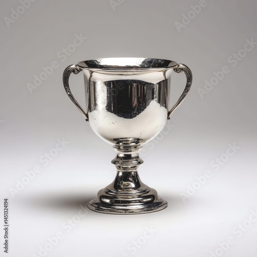 Shiny silver trophy, elegant design, perfect for awards or celebration.