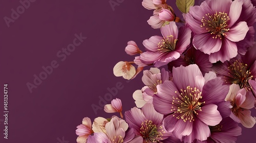 Obraz na płótnie Beautiful pink flowers against a rich purple background. w salonie