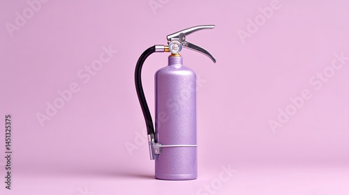Obraz na płótnie Purple fire extinguisher on pink background, modern safety equipment for home. w salonie