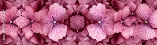 Obraz na płótnie Beautiful pink flowers arranged in a seamless pattern on a white background. w salonie