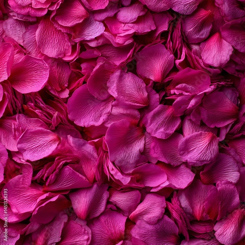 Obraz na płótnie Vibrant pink rose petals scattered on a flat surface, rich in color and texture. w salonie