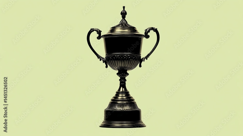 Vintage trophy on a soft green background, symbolizing achievement and success.