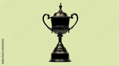 Obraz na płótnie Vintage trophy on a soft green background, symbolizing achievement and success. w salonie