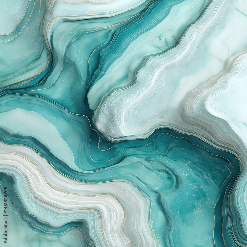 Abstract swirl pattern in shades of teal and white, smooth fluid texture.