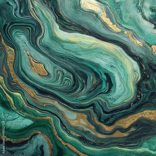 Obraz na płótnie Abstract green and gold marble texture, fluid art design, vibrant color patterns. w salonie