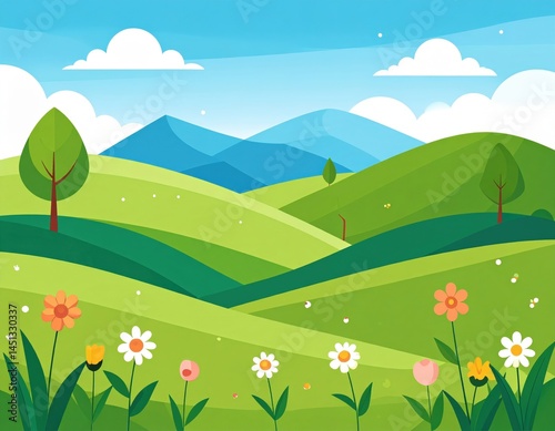 Pastel Spring Landscape Illustration