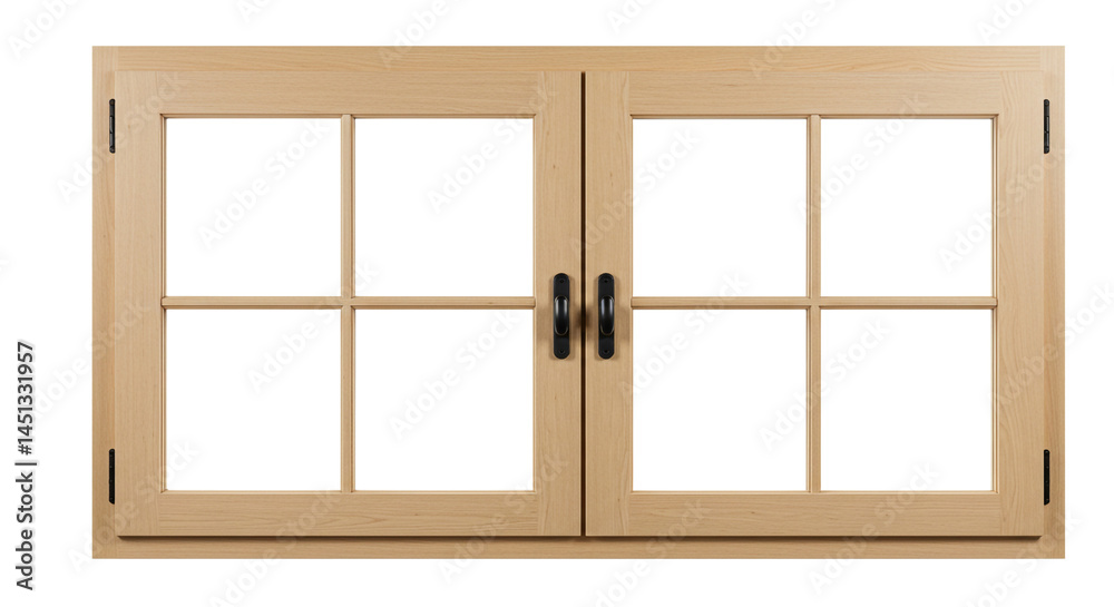 Wooden Multi-Pane Window Isolated Architecture Frame Building Design Wooden Multi-Pane Window Isolated Architecture Frame Building Design