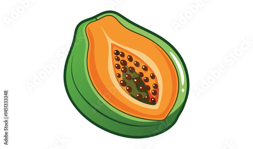 Half a ripe papaya fruit illustration