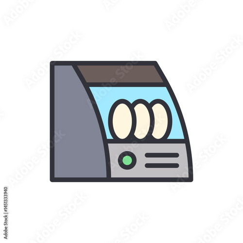 Dishwasher colored icons, minimalist vector illustration ,simple transparent graphic element .Isolated on white background