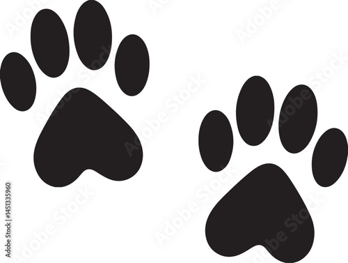 Two Paw Prints Silhouette: Animal Track Vector
