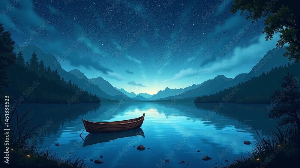 Obraz premium Tranquil Dreams: The Lake's Twilight Reverie