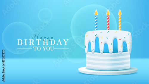 birthday cake vector design with blue background