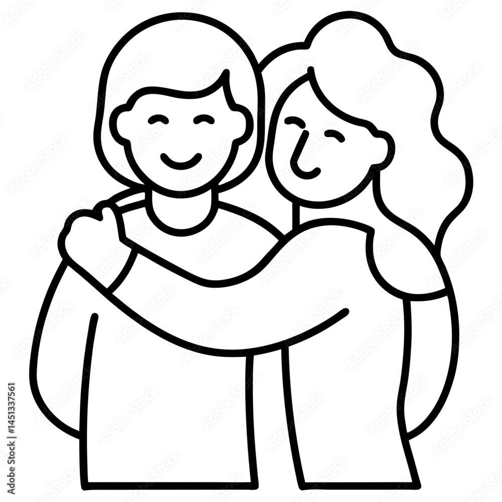 Fototapeta premium Friends-hugging Printable Graphic Design Digital Download Art