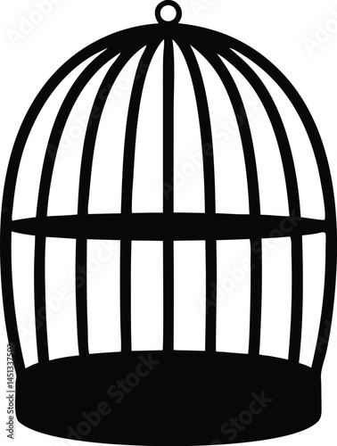 empty bird cage silhouette vector, bird cage icon vector illustration