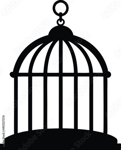 empty bird cage silhouette vector, bird cage icon vector illustration