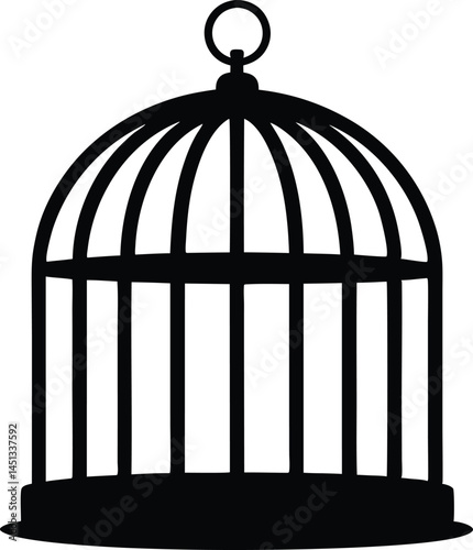 empty bird cage silhouette vector, bird cage icon vector illustration
