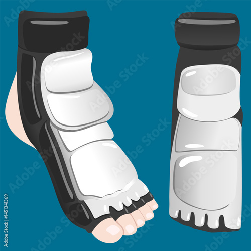 Taekwondo Match Equipment Illustration foot protector and tosca background
