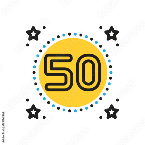 Multi color  icon for fifty