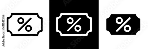 Coupon Discount Sale Icons Graphic. Voucher, Percentage Offer, Promotion Symbols for Shopping Retail. Outline and Solid Vector Styles