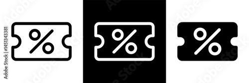 Coupon Discount Sale Icons Graphic. Voucher, Percentage Offer, Promotion Symbols for Shopping Retail. Outline and Solid Vector Styles