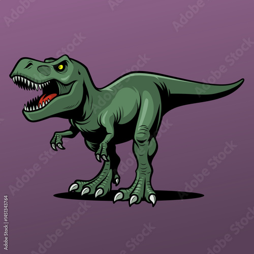 Vector illustration of T-Rex dinosaurs, showcasing detailed and fierce expressions, perfect for adding a prehistoric touch to any design project