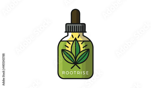 Cbd oil dropper bottle green leaf label design