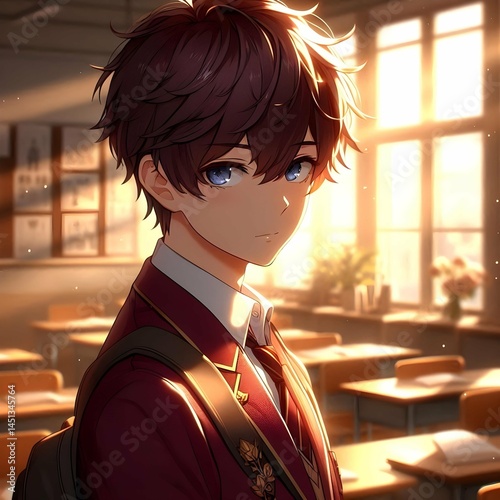 Anime boy in school uniform