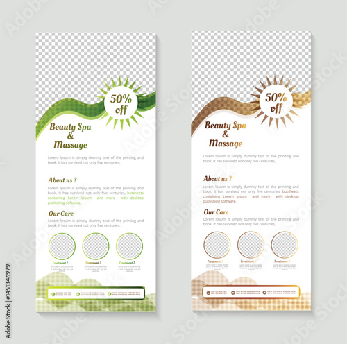 Beauty salon and spa center rack card template design 