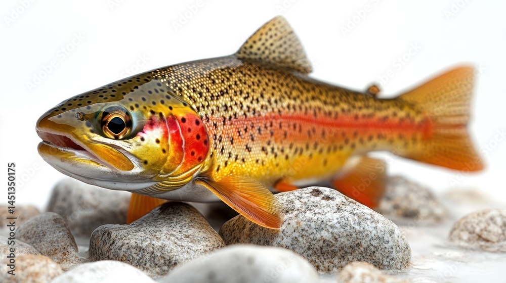 Naklejka premium Stunning Rainbow Trout Close-Up: Vibrant Colors and Detailed Texture