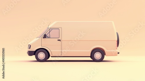 Stylized Delivery Van in 3D Mockup