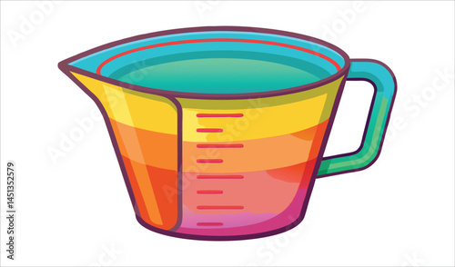 Colorful plastic measuring jug for cooking baking