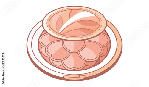 Peach blossom shaped blush compact open