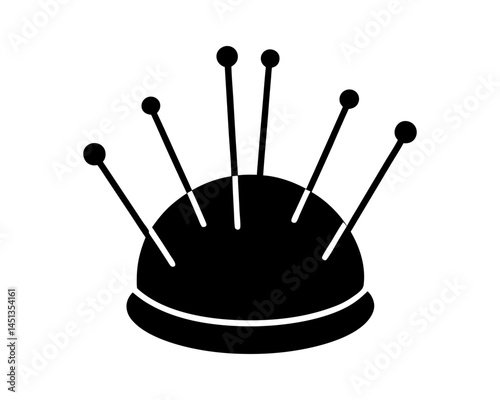 Pincushion with Multiple Sewing Pins Icon for Tailoring and Craft Use Vector Illustration