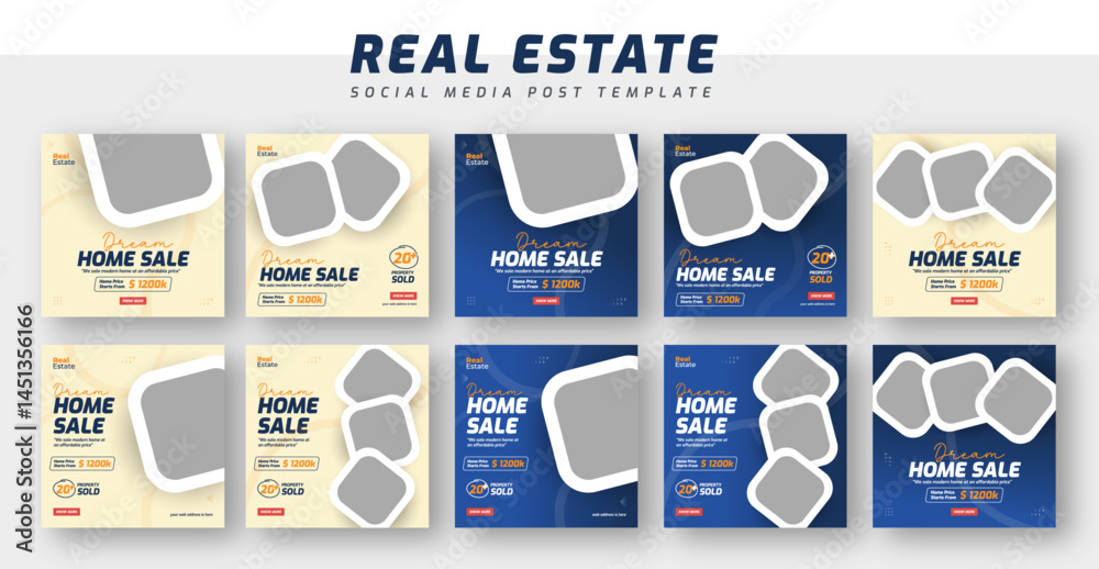Fototapeta premium Real estate social media post web banner template set | House rent banner | Corporate business banner template