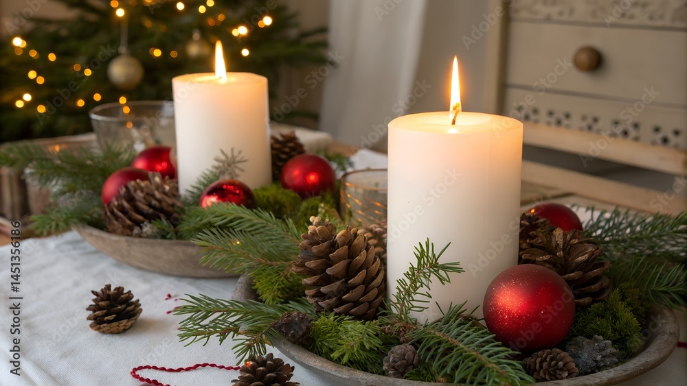 advent-candles-with-natural-decoration-of-green advent-candles-with-natural-decoration-of-green
