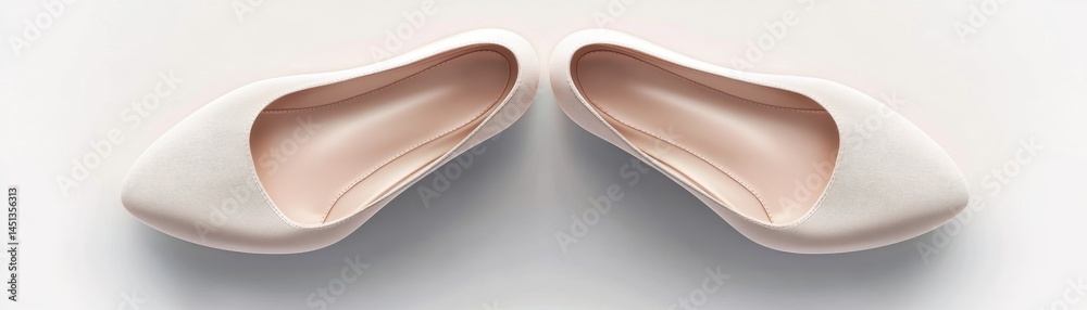 Fototapeta premium Elegant white ballerina shoes on a bright surface.