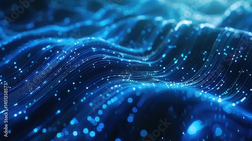 Abstract blue background with glowing data lines, representing technology and digital connections.

