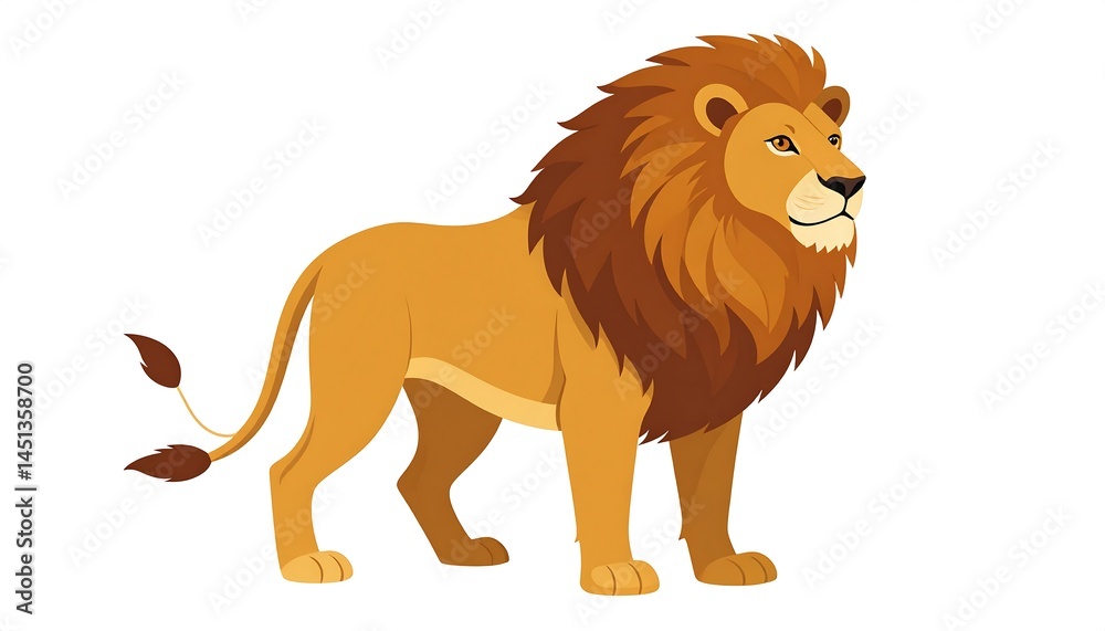 Regal lion stands watchful prideful gaze Regal lion stands watchful prideful gaze