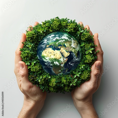 Green  ecosystem protected by hands high resolution picture