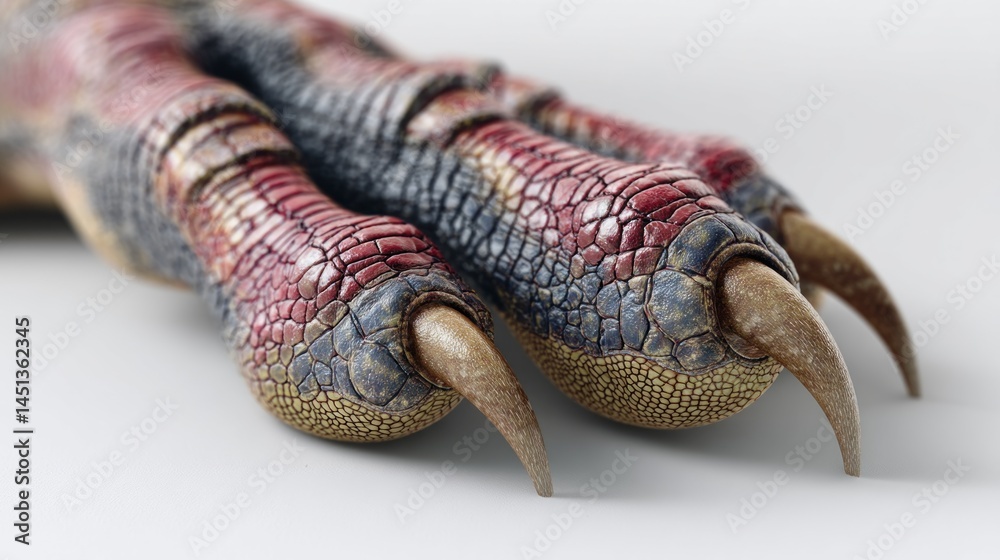 Obraz premium Photorealistic raptor foot on white surface