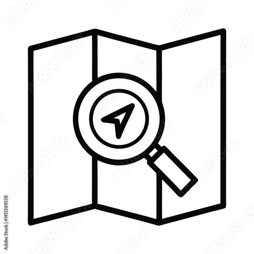 Map Icon with Magnifying Glass Icon